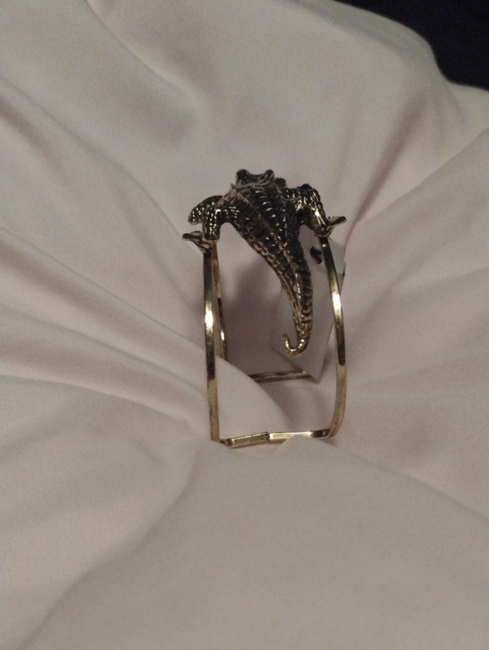 Yochi Gold Alligator Statement Cuff Bracelet - Picture 5 of 8